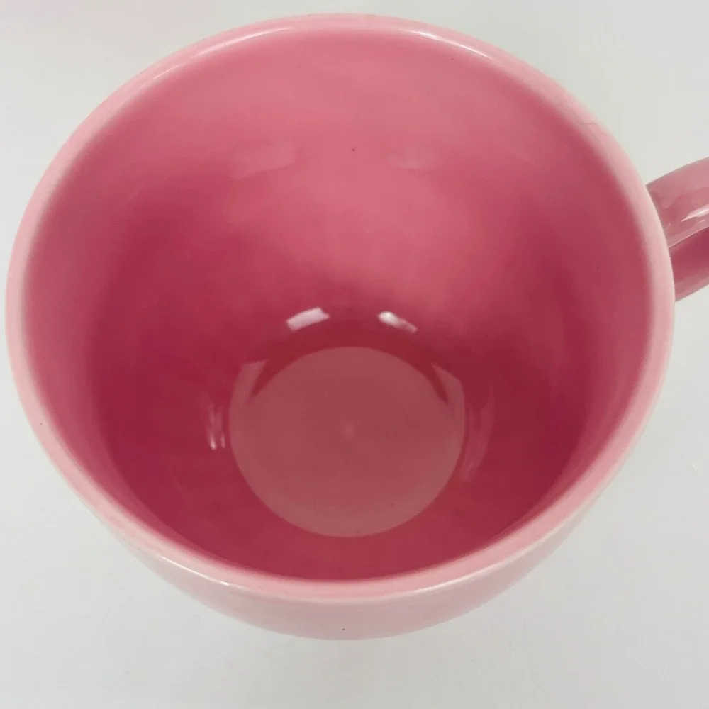 IKEA Mug Set 2 Strimmig Pink Embossed Ribbed Stoneware Modern Excellent